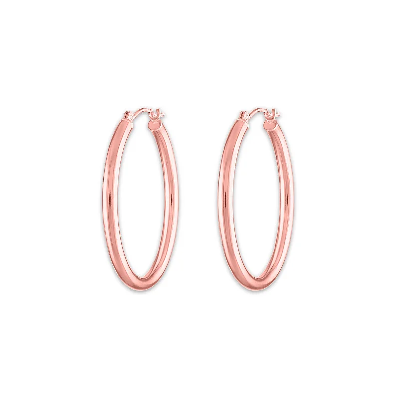 Trendy Dangle Earrings-10KT Rose Gold 2.5X25MM Hoop Earrings