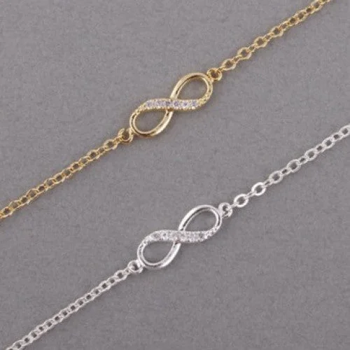 Simple Gold Bracelet-Women Men Friendship Bracelets, 2015 Hot Bracelet 18K Gold Silver CZ Infinity Bracelets