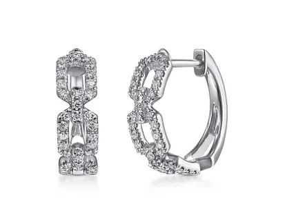 Personalized Name Earrings-14K White Gold Layered 10mm Diamond Huggies