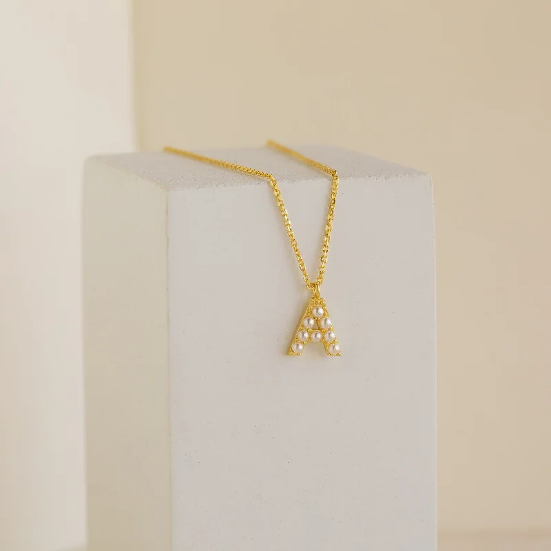 Long Gold Necklace-Pearl Letter Necklace