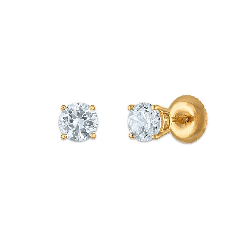 Luxury Earrings for Wedding-EcoLove 1 CTW Lab Grown Diamond Stud Earrings in 10KT Gold