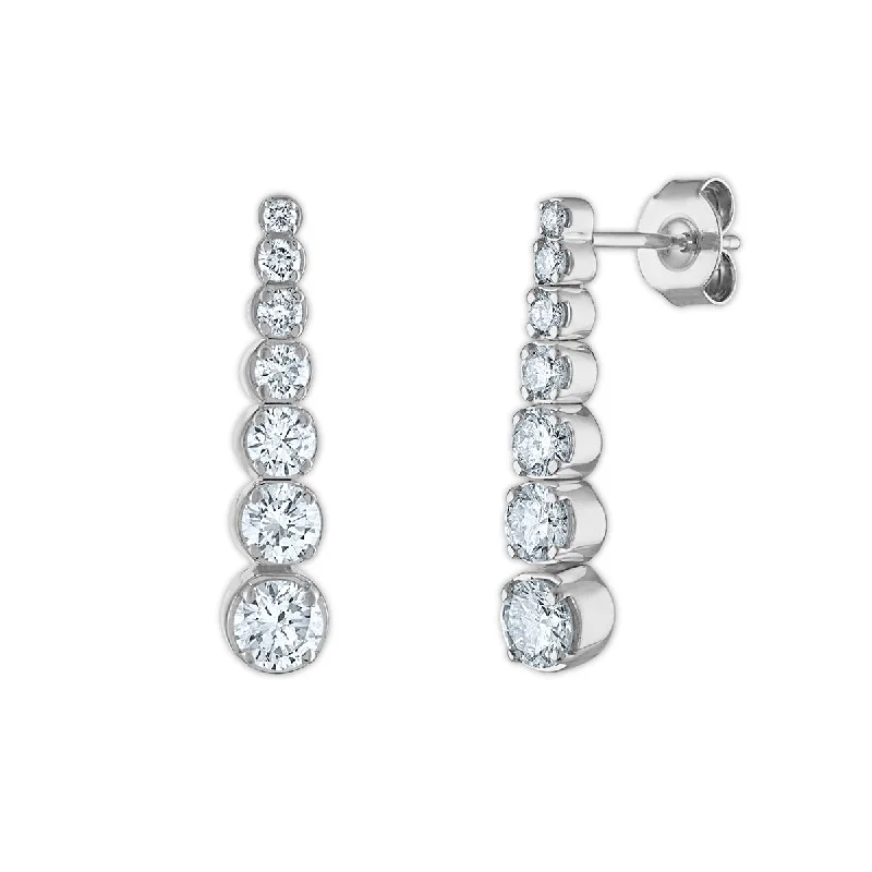 Beaded Earrings for Weddings-EcoLove 1-1/4 CTW Lab Grown Diamond Fashion Drop & Dangle Earrings in 14KT White Gold