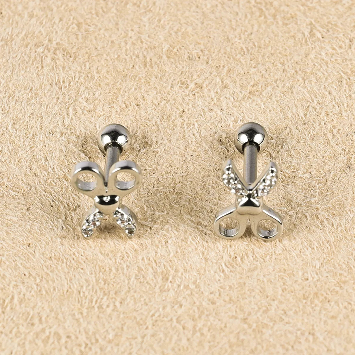 Luxury Diamond Earrings-1 Pair Simple Style Shiny Scissors Bee Dragonfly Polishing Inlay Copper Zircon Ear Studs