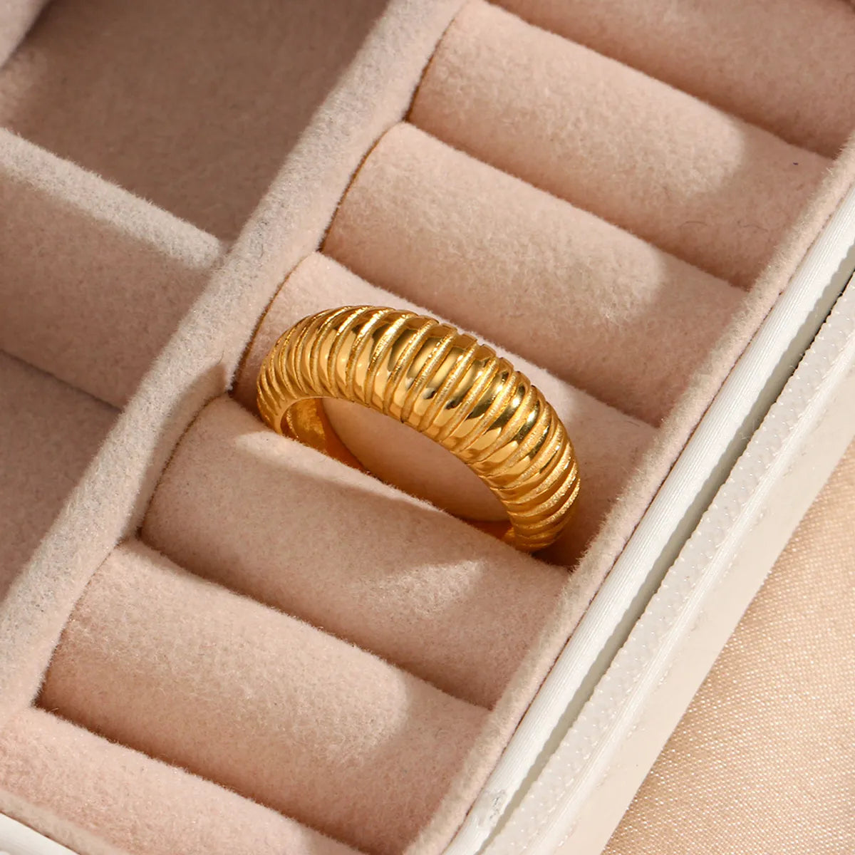 Trendy Stackable Rings-Simple Style Geometric Stainless Steel Gold Plated Rings