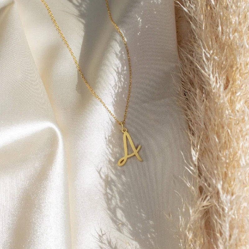 Long Pendant Necklace-Nella Letter Necklace