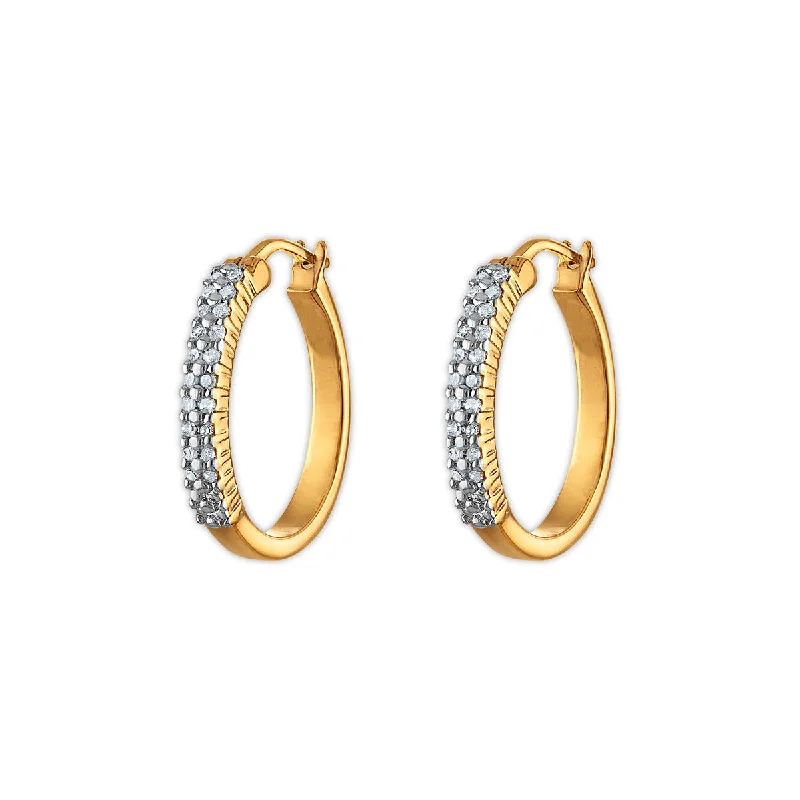 Gold Hoop Earrings-1/5 CTW Diamond Hoop Earrings in Gold Plated Sterling Silver