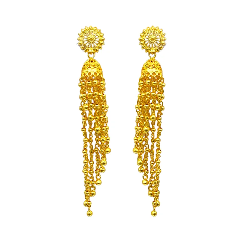 Customizable Wedding Earrings-Gold pearl Tassel Zumkha Earrings