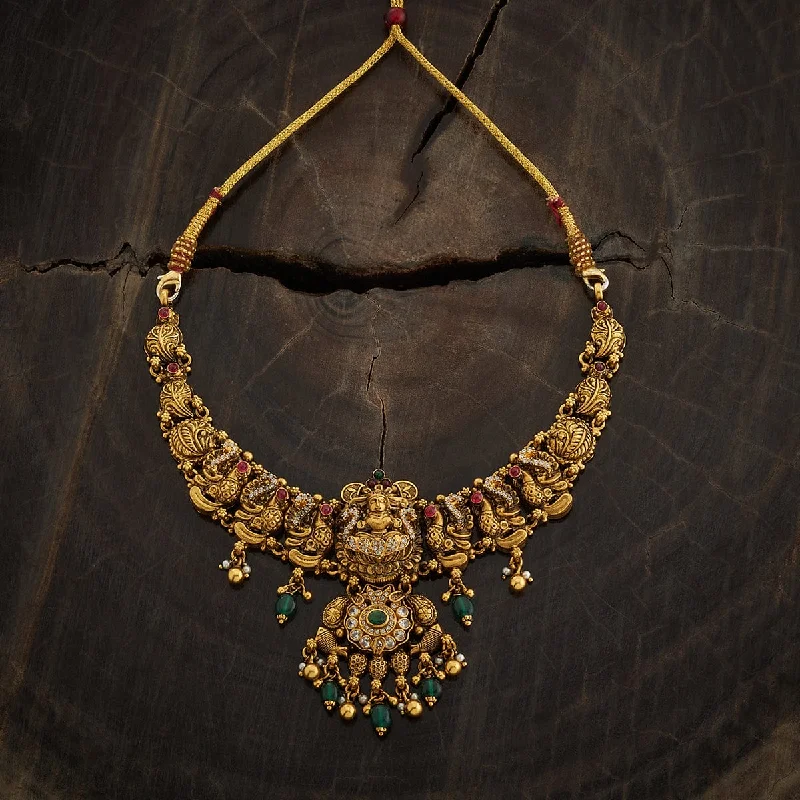 Beautiful Gold Necklace-Silver Temple Necklace 172589