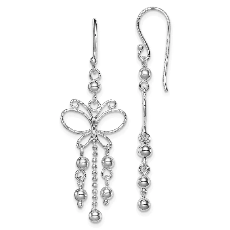 Pearl Drop Earrings-Sterling Silver 44X14MM Drop & Dangle Butterfly Earrings