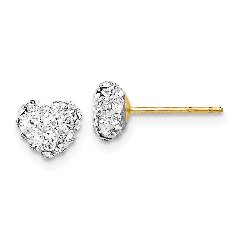 Classic Gold Earrings-14KT Yellow Gold Crystal 6MM Heart Stud Earrings