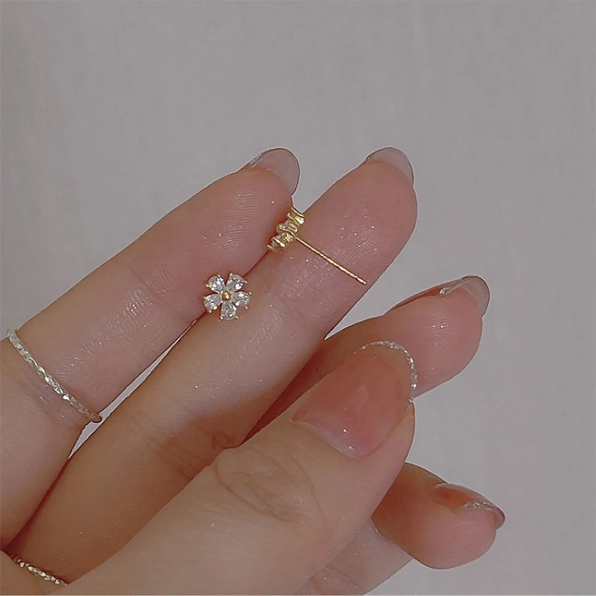 Party Earrings for Women-1 Pair Sweet Simple Style Flower Plating Inlay Copper Zircon Gold Plated Ear Studs