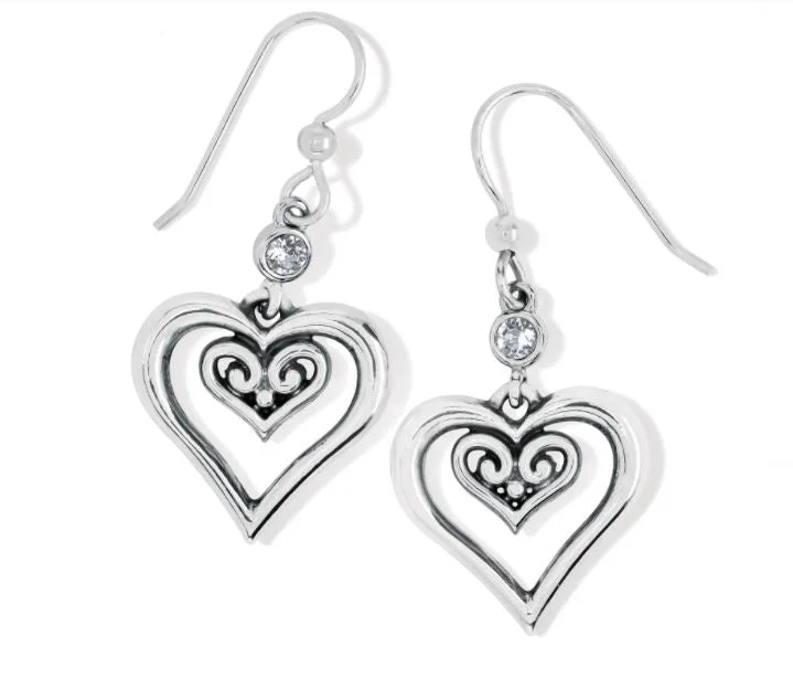 Vintage Wedding Earrings-Alcazar Duet Heart French Wire Earrings