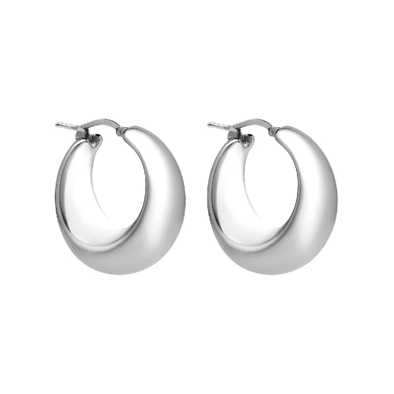 High-End Earrings for Weddings-Sterling Silver Graduated Hoop Earrings