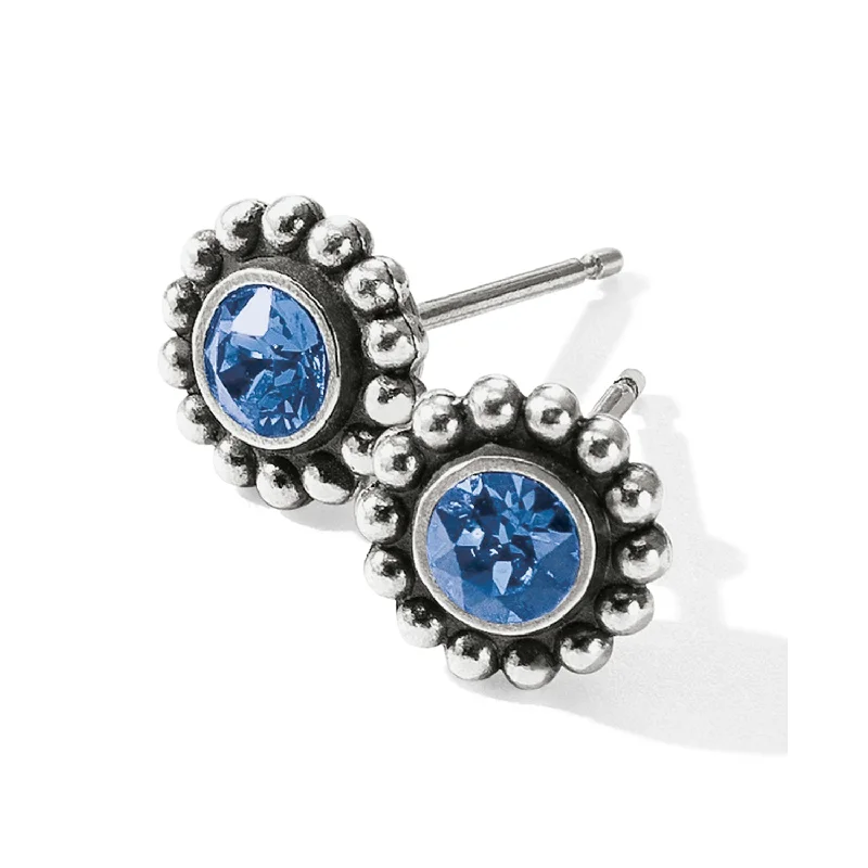 Pearl and Diamond Earrings-Sapphire Twinkle Mini Post Earrings-September