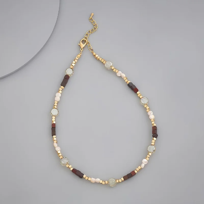 Gold Necklace with Amethyst-Trendy Necklace 172883