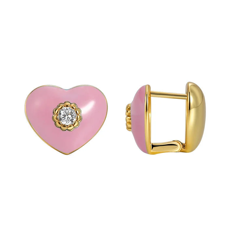 Gold Zircon Pink Dripping Stud Earrings