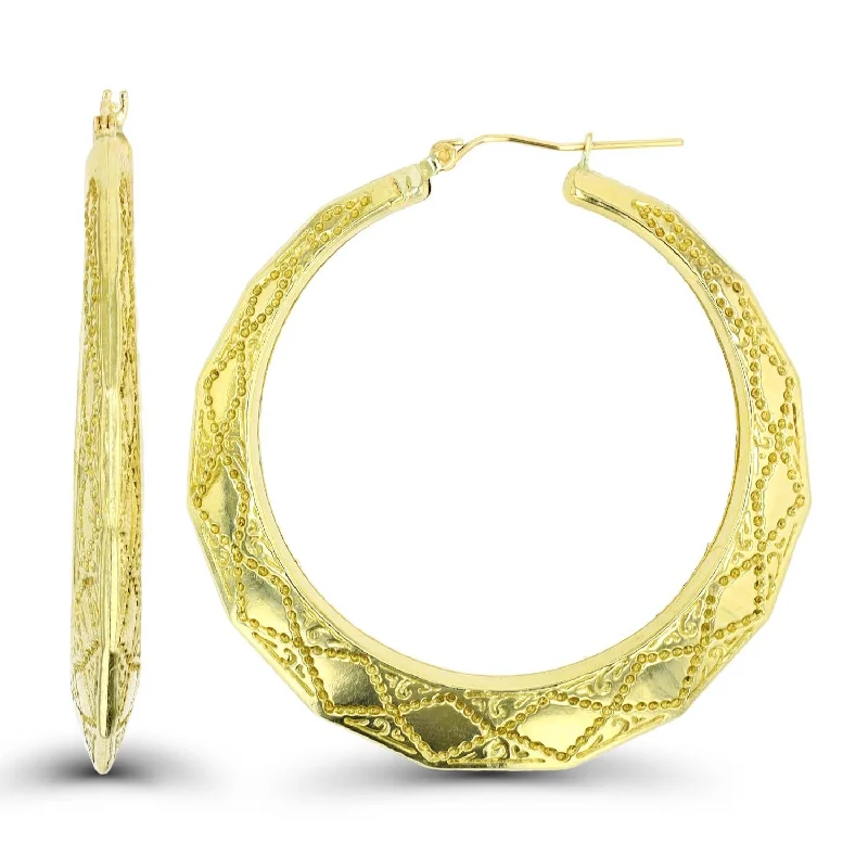 Charming Earrings for Women-10KT Yellow Gold 50X5.6MM Hoop Earrings