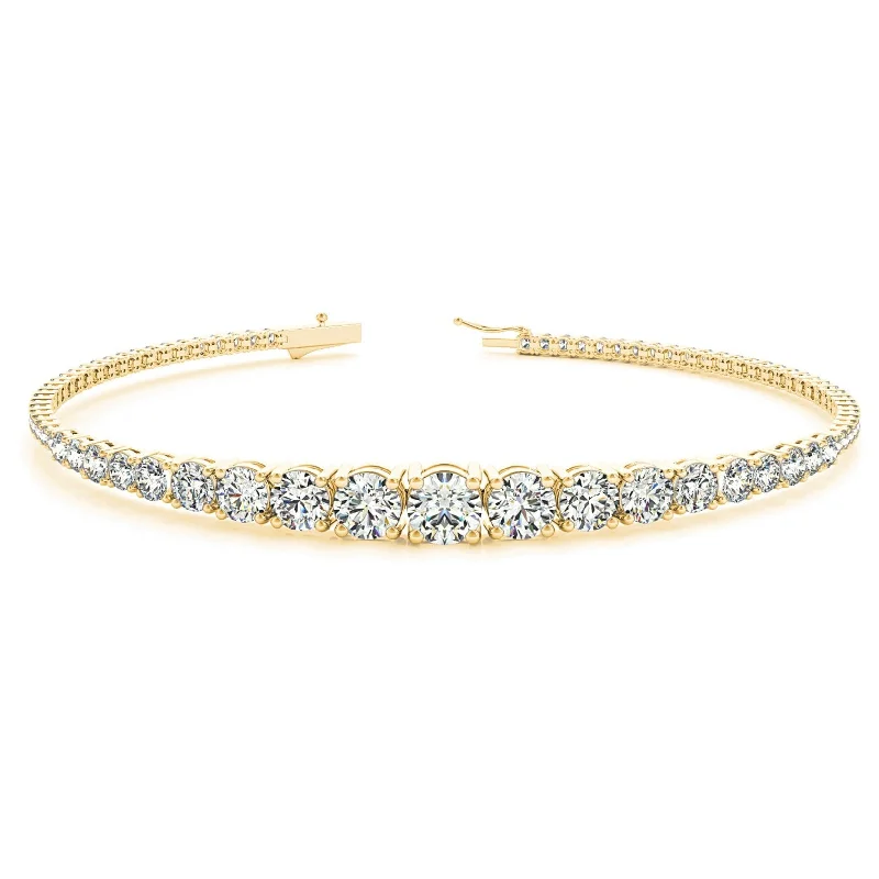 Diamond Bracelet for Women-Graduated 2.87 ctw Round Diamond Tennis Bracelet Four Prong Set