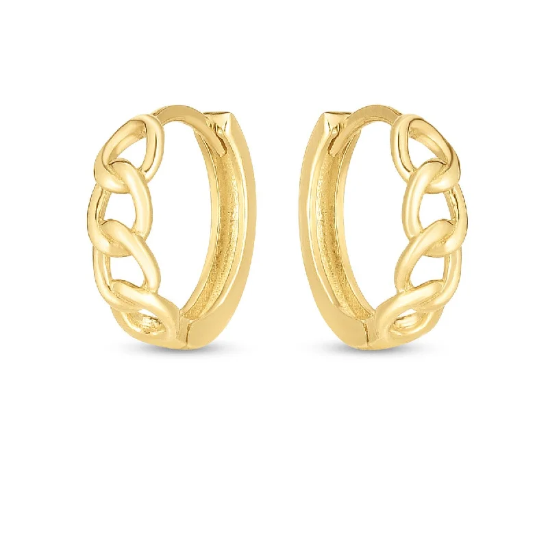 Luxury Drop Earrings-14KT Gold Cuban Link Hoop Earrings