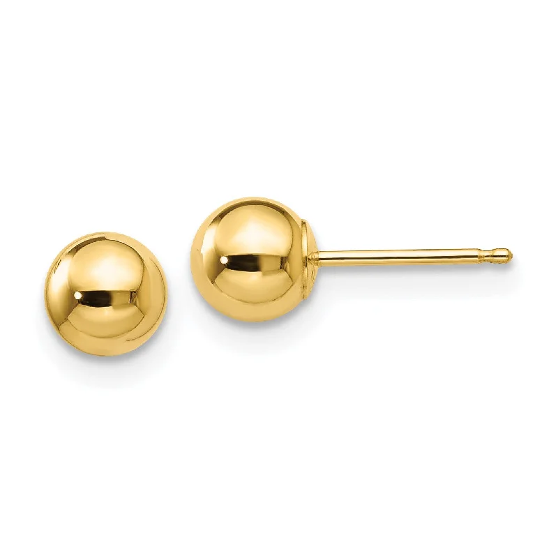 Bridal Earrings with Diamonds-14KT Yellow Gold 5MM Ball Stud Earrings