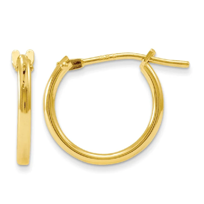 Trendy Dangle Earrings-14KT Yellow Gold 11MM Hoop Earrings