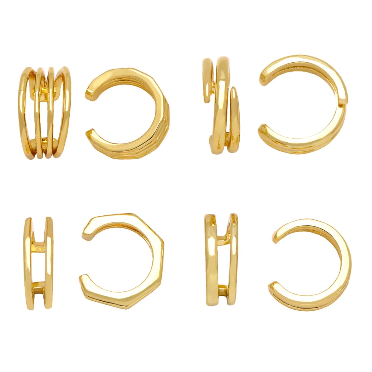 Handmade Wedding Ring-1 Pair Simple Style Streetwear Geometric Plating Copper 18k Gold Plated Ear Cuffs