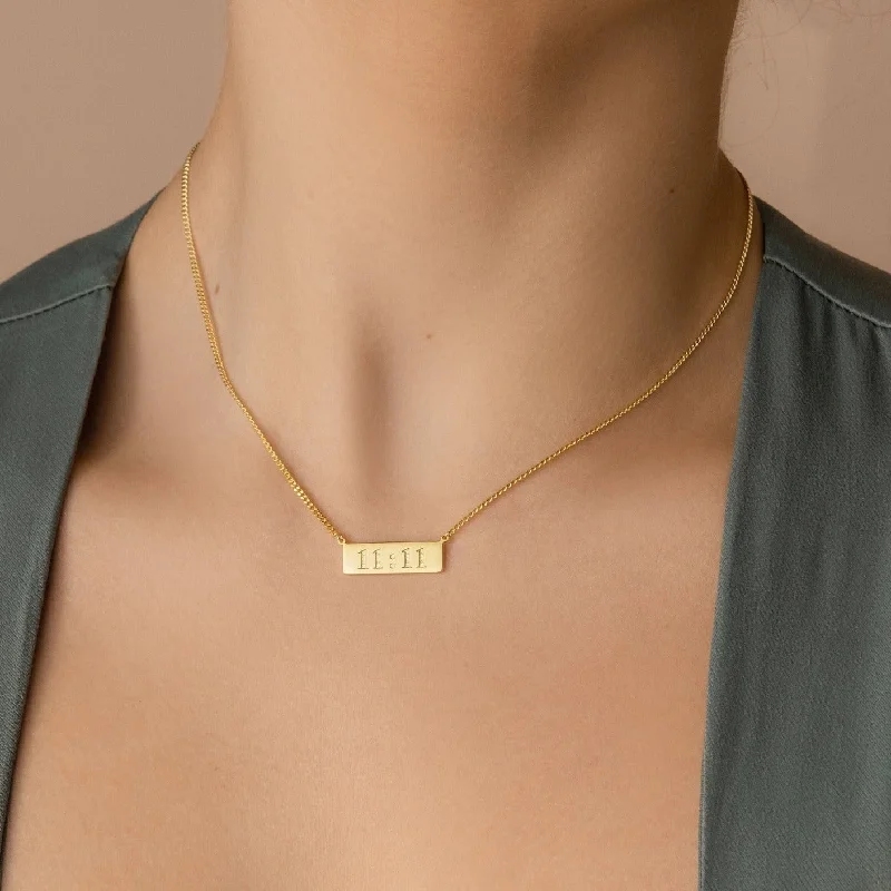 Fine Diamond Necklace-Dainty Bar Name Necklace