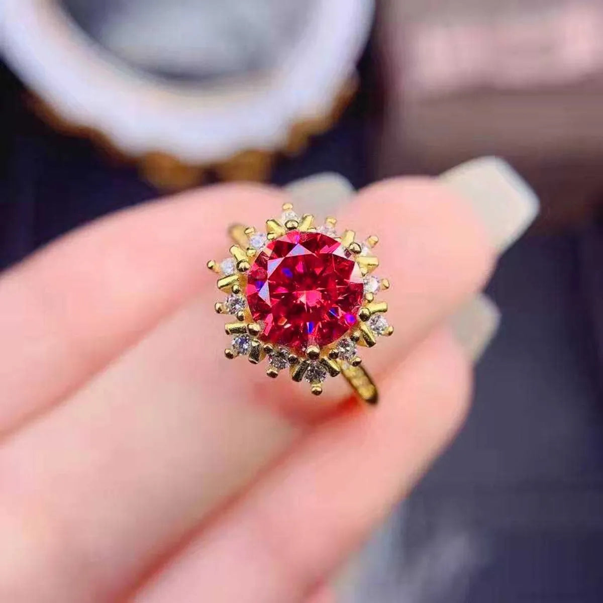 Fashionable Stackable Rings-Fashion Plated 18k Ring Snowflake Full Diamond Open Copper Ring