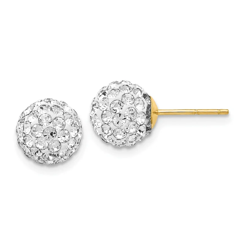 Luxury Earrings for Wedding-14KT Yellow Gold Crystal 8MM Ball Stud Earrings