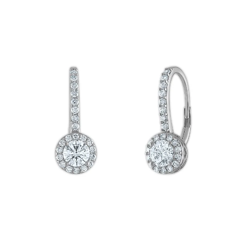 Trendy Earrings for Bridesmaids-EcoLove 1 1/4 CTW Lab Grown Diamond Halo Drop & Dangle Earrings in 14KT White Gold