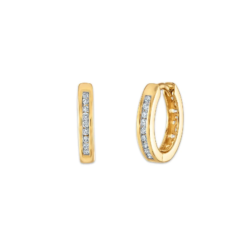 Modern Gold Earrings-1/10 CTW Diamond Huggie Earrings in 10KT Yellow Gold