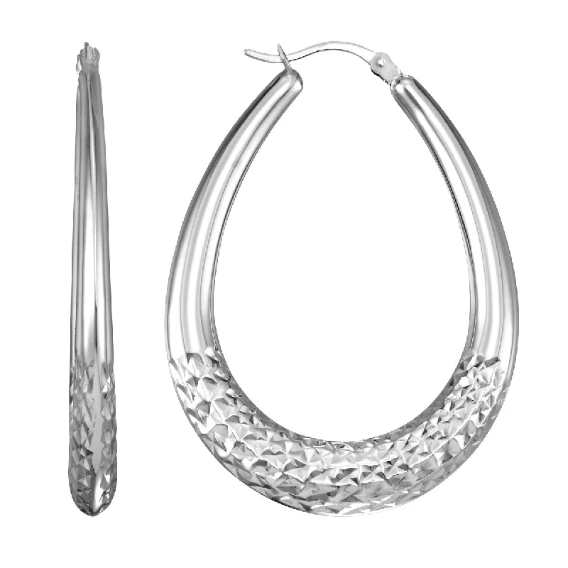 Elegant Gemstone Drop Earrings-Simone I Smith Collection Platinum Plated Sterling Silver 45X3MM Pear Shaped Hoop Earrings