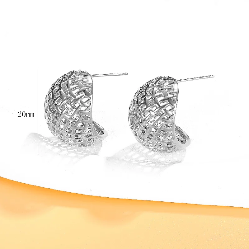 Grid Hemisphere Earrings 20mm