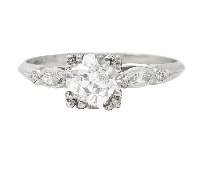 Designer Ring with Birthstone-Bristol Co. Retro 1.27 CTW Old European Diamond Platinum Vintage Engagement Ring