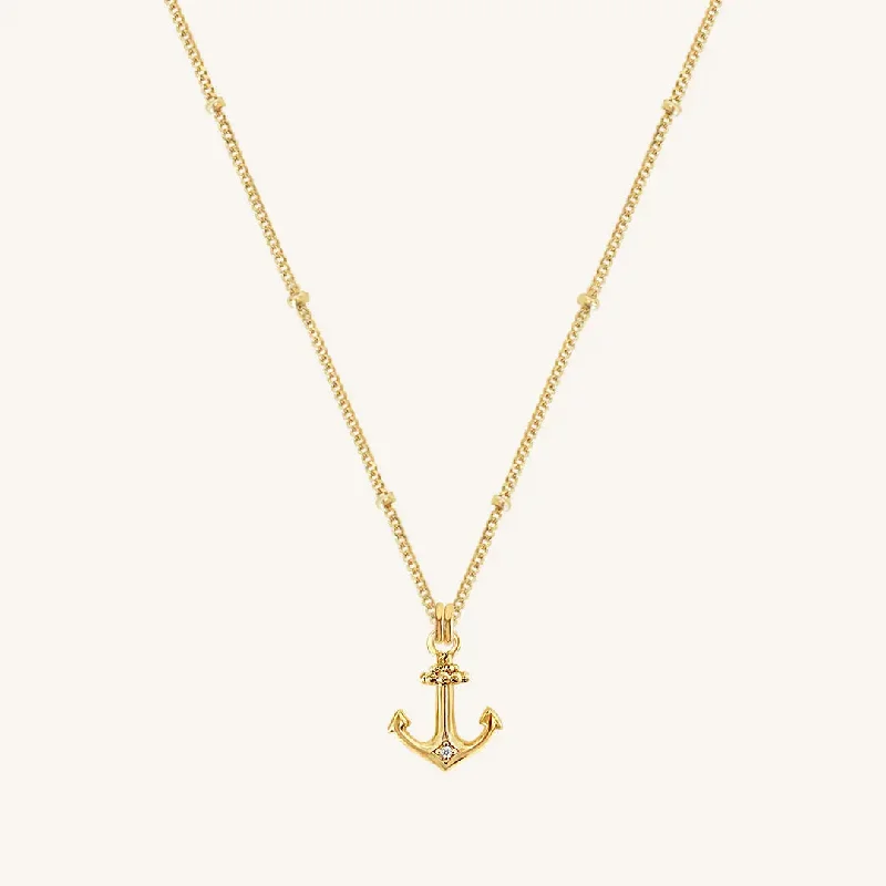 Personalized Gold Pendant Necklace-Anchor Necklace