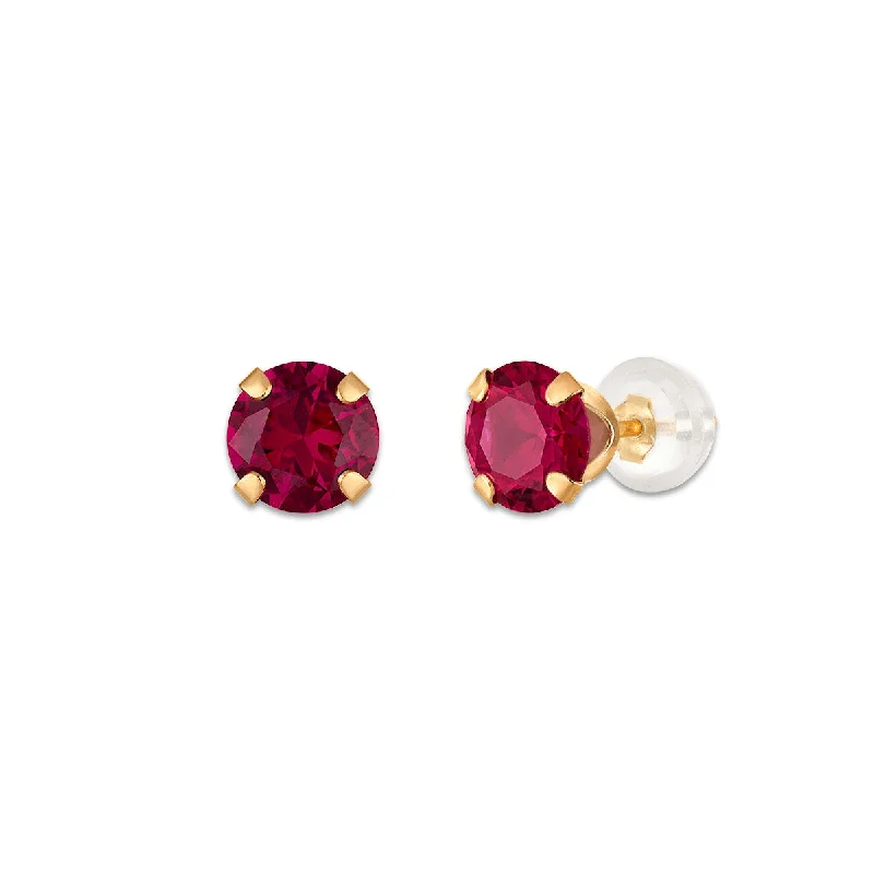 Customizable Earrings-Ruby Birthstone Stud Earrings in 10KT Gold