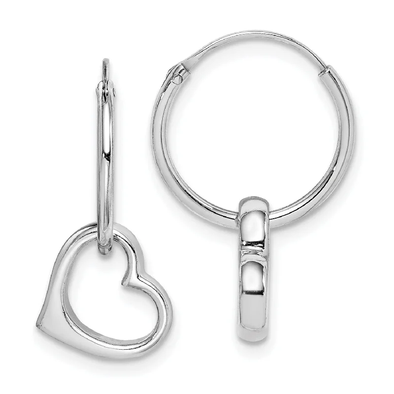 Pearl Drop Earrings-Sterling Silver Heart Hoop Earrings