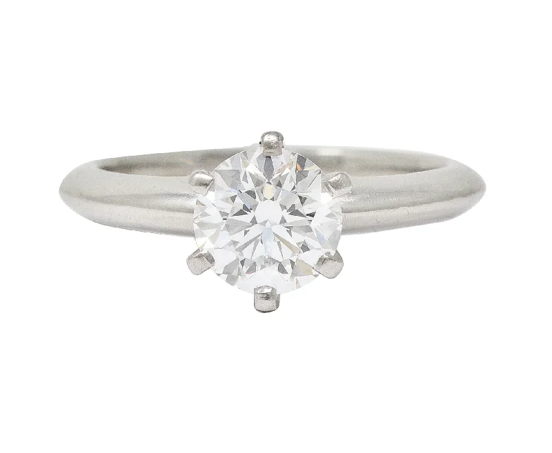 Simple Platinum Wedding Band-Tiffany & Co. Mid-Century 1.06 CTW Transitional Cut Solitaire Diamond Engagement Ring GIA