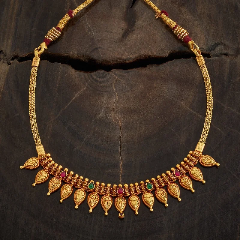 Beautiful Gold Necklace-Silver Temple Necklace 164152