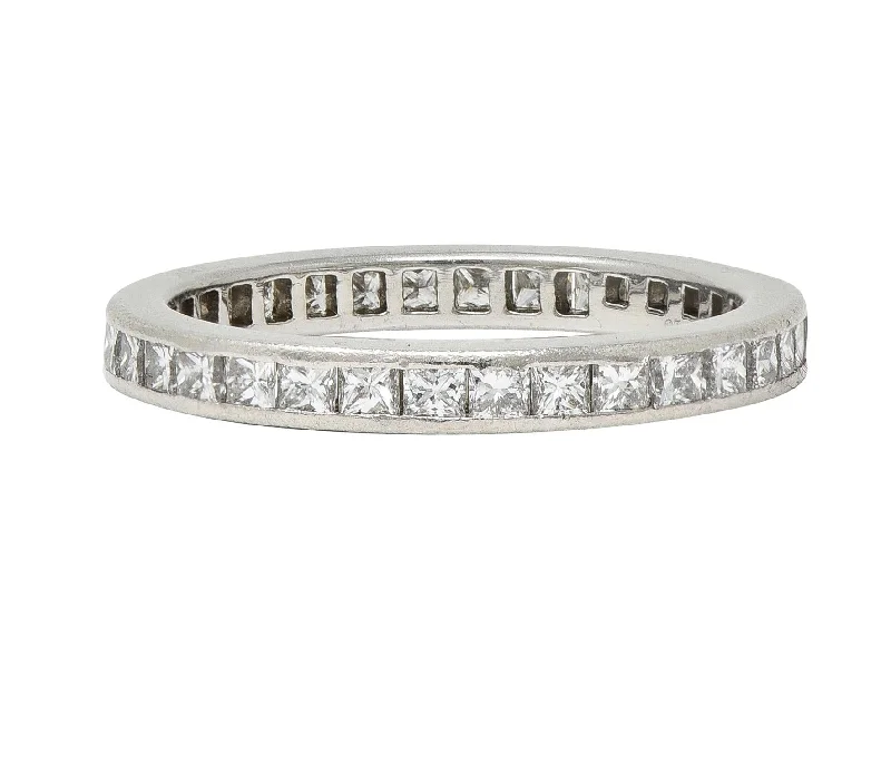 Luxury Gold Ring-Tiffany & Co. 0.78 CTW Princess Cut Diamond Platinum Eternity Channel Band Ring