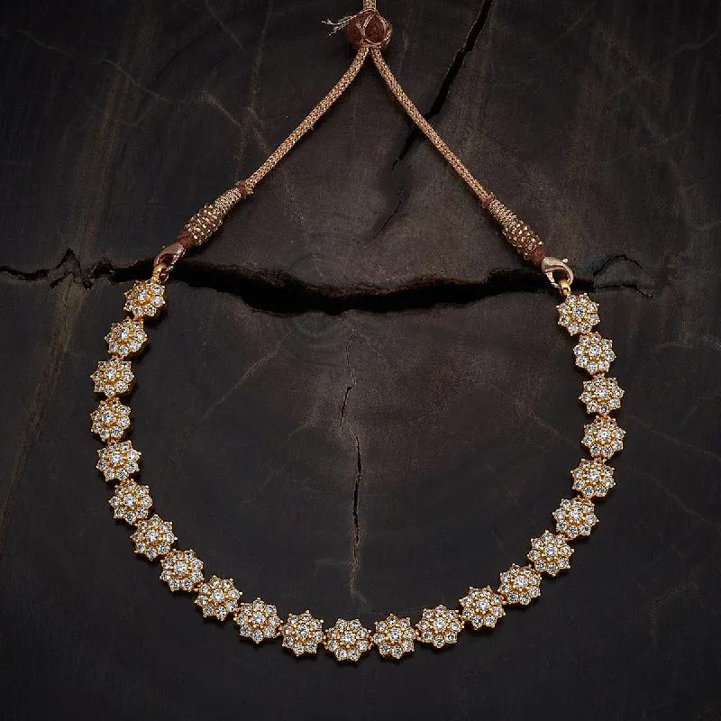 Luxury Necklace with Diamonds-Silver Temple Necklace 170218