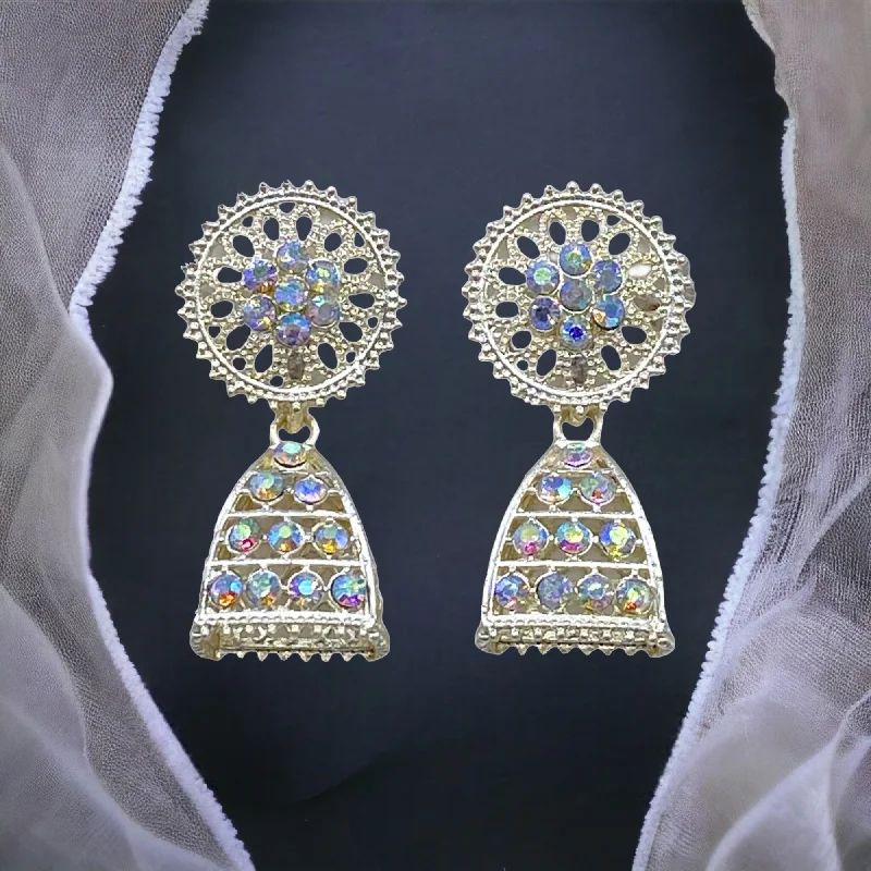 Wedding Earrings with Ruby-Circular head and Square Zumkhi White Gold Earrings