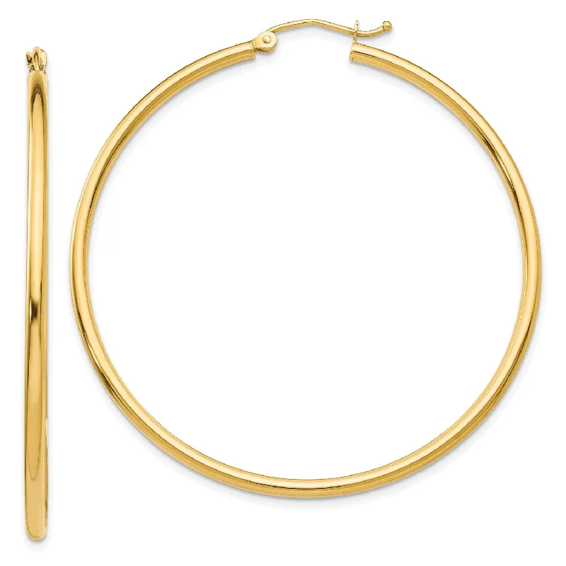 Elegant Earrings for Special Occasions-14KT Yellow Gold 50X2MM Hoop Earrings