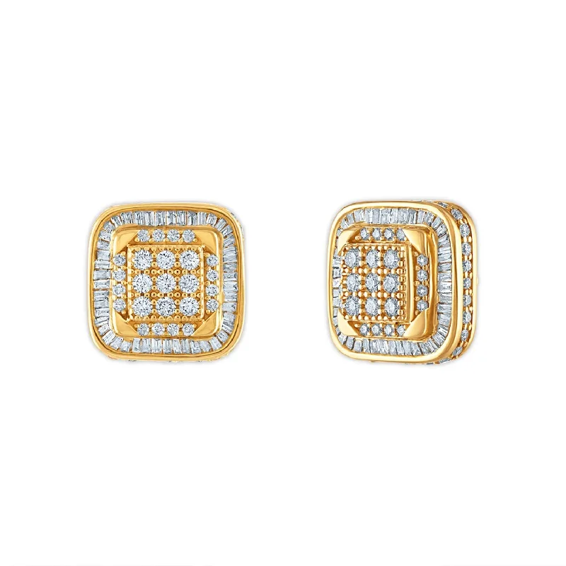 Luxury Wedding Earrings-2 CTW Diamond Cluster Stud Earrings in 10KT Yellow Gold