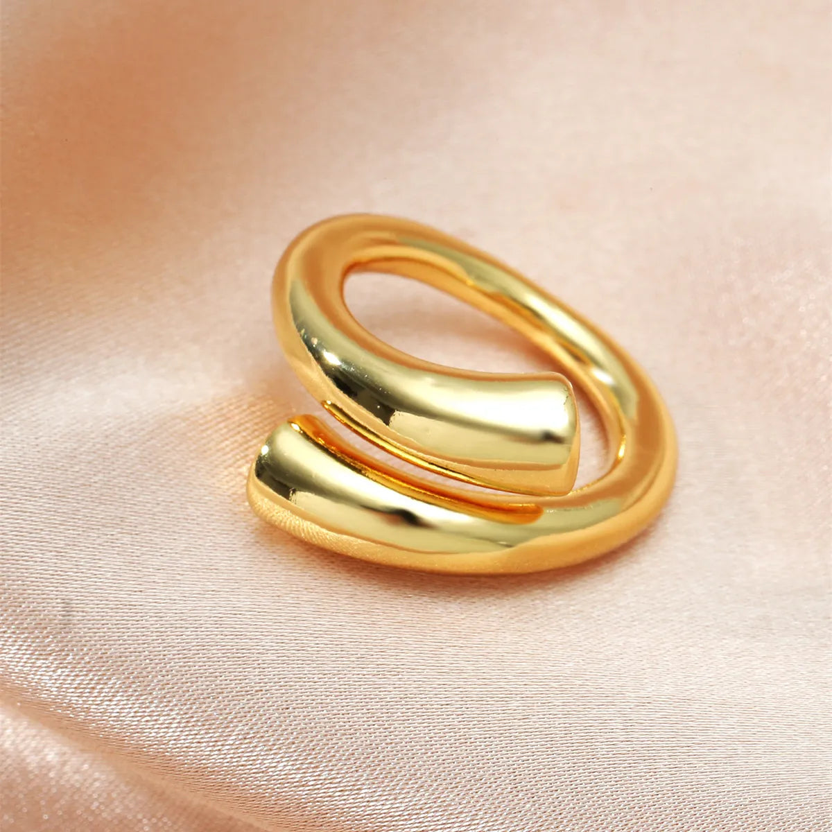 Simple Silver Ring-Ins Style Casual Solid Color Copper 18k Gold Plated Open Ring In Bulk