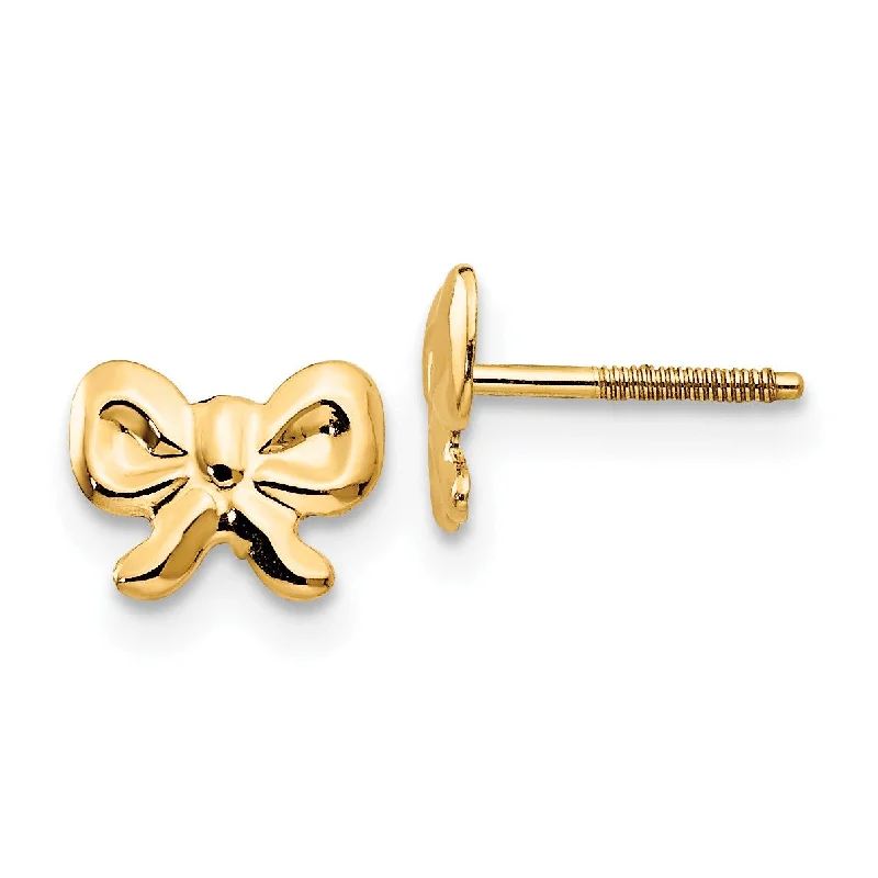 Elegant Stud Earrings-14KT Yellow Gold 6X7MM Stud Bow Earrings