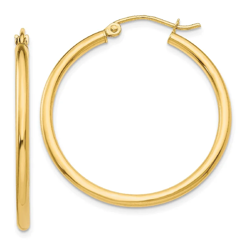 Customizable Wedding Earrings-14KT Yellow Gold 30X2MM Hoop Earrings