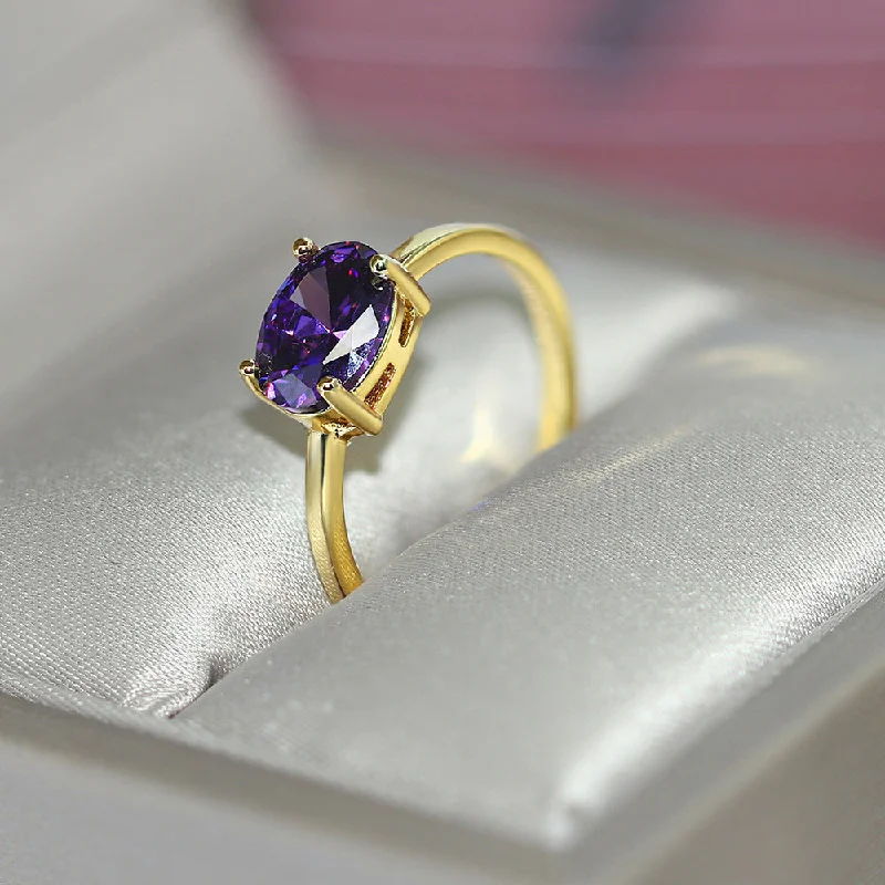 Light Yellow Gold Purple Stone