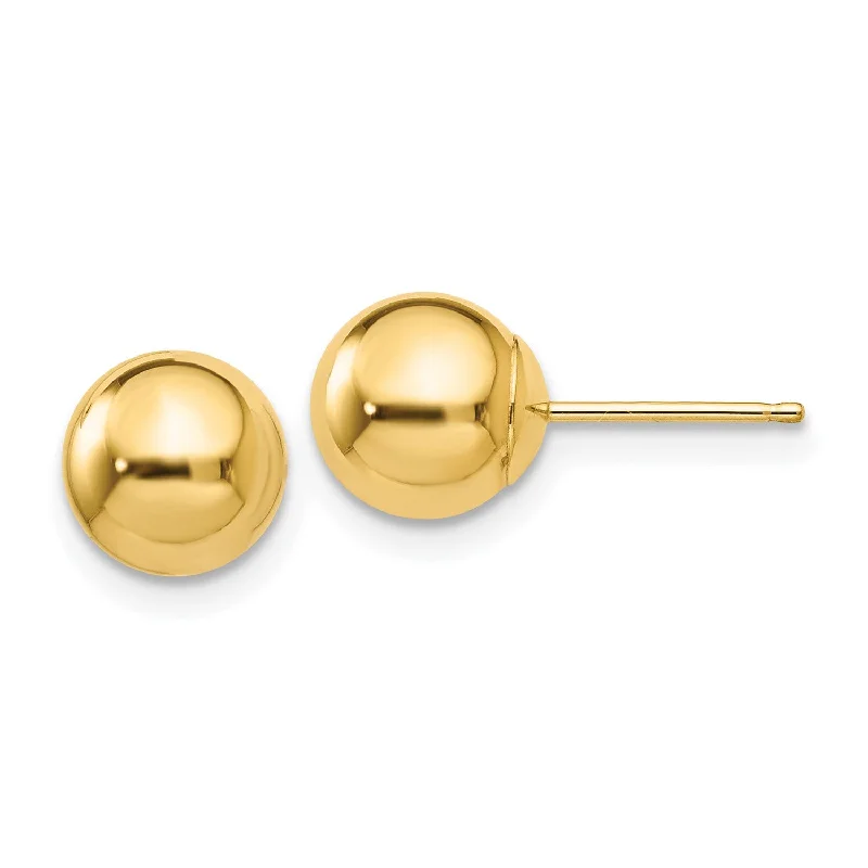 Dainty Earrings for Women-14KT Yellow Gold 7MM Ball Stud Earrings