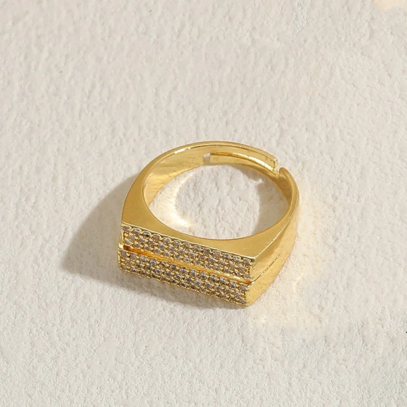 (Zircon Color Randomly Arranged) Double-Layer Ring